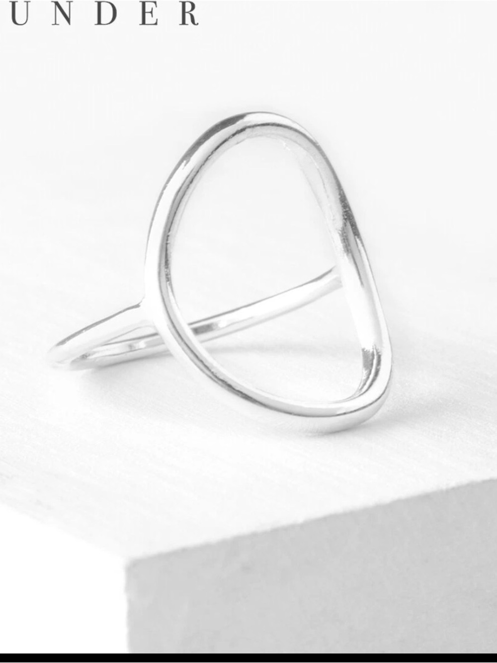 Plunder Design Alina Open Oval Silver Plated Karma Ring Size 10